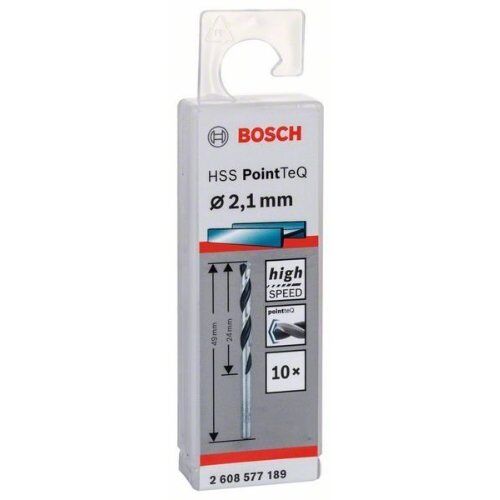  HSS PointTeQ Spiralbohrer mit zylindrischem Schaft Bosch HSS-Spiralbohrer PointTeQ 2,1 mm, für Bohrmaschinen 12371795
