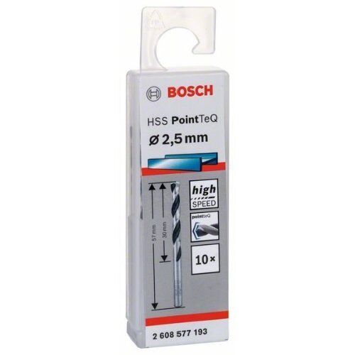 HSS PointTeQ Spiralbohrer mit zylindrischem Schaft Bosch HSS-Spiralbohrer PointTeQ 2,5 mm, für Bohrmaschinen 12371835