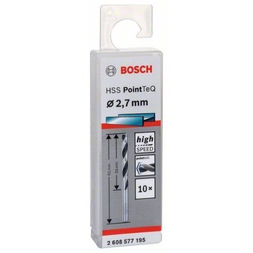  HSS PointTeQ Spiralbohrer mit zylindrischem Schaft Bosch HSS-Spiralbohrer PointTeQ 2,7 mm, für Bohrmaschinen 12371759