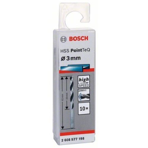  HSS PointTeQ Spiralbohrer mit zylindrischem Schaft Bosch HSS-Spiralbohrer PointTeQ 3,0 mm, für Bohrmaschinen 12371866