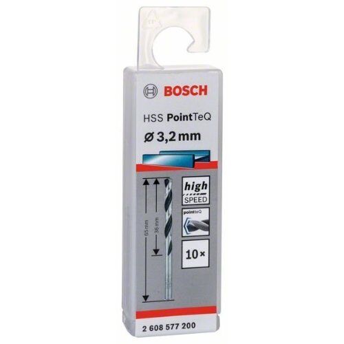  HSS PointTeQ Spiralbohrer mit zylindrischem Schaft Bosch HSS-Spiralbohrer PointTeQ 3,2 mm, für Bohrmaschinen 12371769