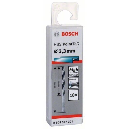  HSS PointTeQ Spiralbohrer mit zylindrischem Schaft Bosch HSS-Spiralbohrer PointTeQ 3,3 mm, für Bohrmaschinen 12371823