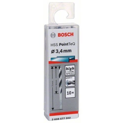  HSS PointTeQ Spiralbohrer mit zylindrischem Schaft Bosch HSS-Spiralbohrer PointTeQ 3,4 mm, für Bohrmaschinen 12371821