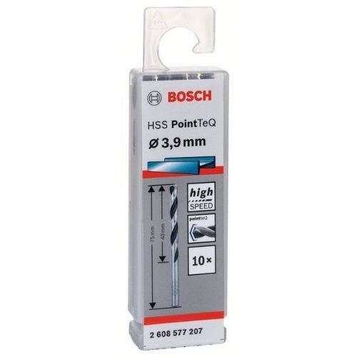  HSS PointTeQ Spiralbohrer mit zylindrischem Schaft Bosch HSS-Spiralbohrer PointTeQ 3,9 mm, für Bohrmaschinen 12371803