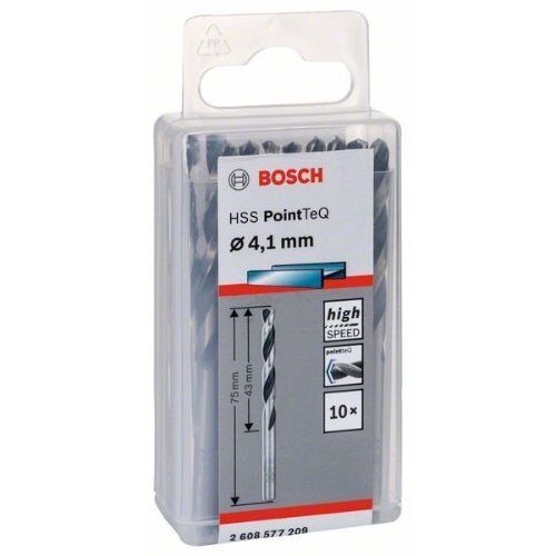  HSS PointTeQ Spiralbohrer mit zylindrischem Schaft Bosch HSS-Spiralbohrer PointTeQ 4,1 mm, für Bohrmaschinen 12371869