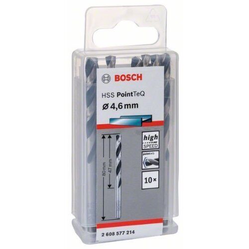  HSS PointTeQ Spiralbohrer mit zylindrischem Schaft Bosch HSS-Spiralbohrer PointTeQ 4,6 mm, für Bohrmaschinen 12371875