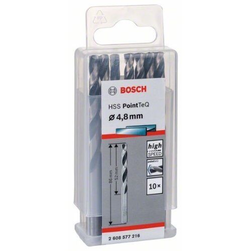  HSS PointTeQ Spiralbohrer mit zylindrischem Schaft Bosch HSS-Spiralbohrer PointTeQ 4,8 mm, für Bohrmaschinen 12371796
