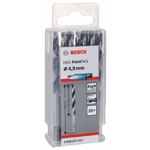 HSS PointTeQ Spiralbohrer mit zylindrischem Schaft Bosch HSS-Spiralbohrer PointTeQ 4,9 mm, für Bohrmaschinen 12371758