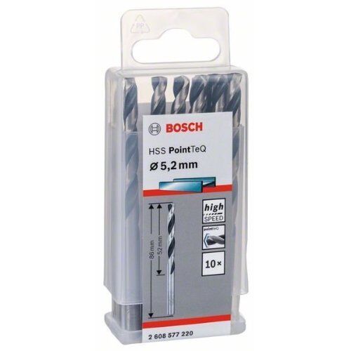  HSS PointTeQ Spiralbohrer mit zylindrischem Schaft Bosch HSS-Spiralbohrer PointTeQ 5,2 mm, für Bohrmaschinen 12371791