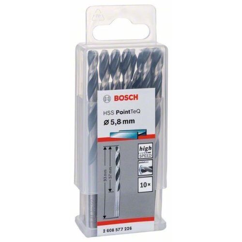  HSS PointTeQ Spiralbohrer mit zylindrischem Schaft Bosch HSS-Spiralbohrer PointTeQ 5,8 mm, für Bohrmaschinen 12371764