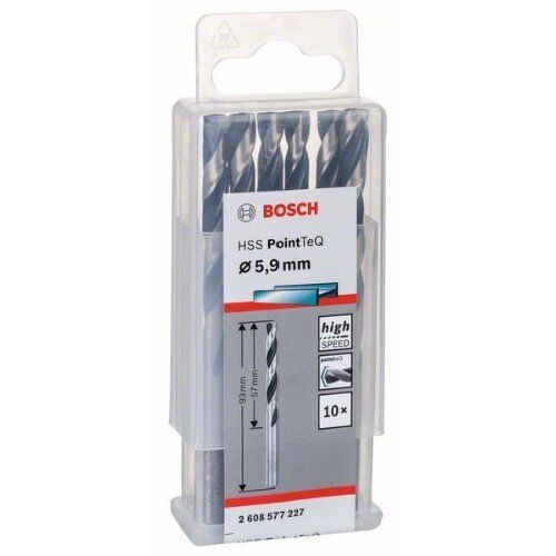  HSS PointTeQ Spiralbohrer mit zylindrischem Schaft Bosch HSS-Spiralbohrer PointTeQ 5,9 mm, für Bohrmaschinen 12371754