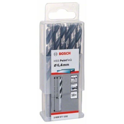  HSS PointTeQ Spiralbohrer mit zylindrischem Schaft Bosch HSS-Spiralbohrer PointTeQ 6,4 mm, für Bohrmaschinen 12371737