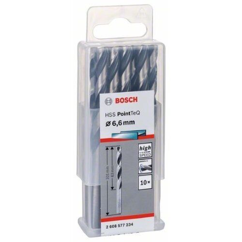  HSS PointTeQ Spiralbohrer mit zylindrischem Schaft Bosch HSS-Spiralbohrer PointTeQ 6,6 mm, für Bohrmaschinen 12371757