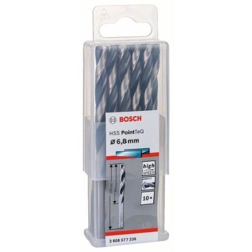  HSS PointTeQ Spiralbohrer mit zylindrischem Schaft Bosch HSS-Spiralbohrer PointTeQ 6,8 mm, für Bohrmaschinen 12371834