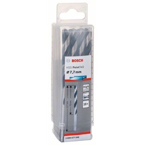  HSS PointTeQ Spiralbohrer mit zylindrischem Schaft Bosch HSS-Spiralbohrer PointTeQ 7,7 mm, für Bohrmaschinen 12371810