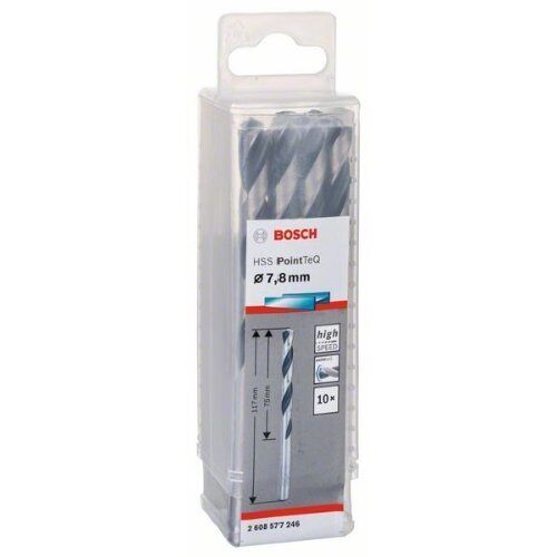  HSS PointTeQ Spiralbohrer mit zylindrischem Schaft Bosch HSS-Spiralbohrer PointTeQ 7,8 mm, für Bohrmaschinen 12371812