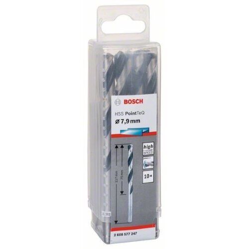  HSS PointTeQ Spiralbohrer mit zylindrischem Schaft Bosch HSS-Spiralbohrer PointTeQ 7,9 mm, für Bohrmaschinen 12371806