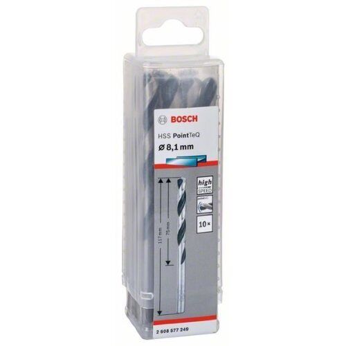  HSS PointTeQ Spiralbohrer mit zylindrischem Schaft Bosch HSS-Spiralbohrer PointTeQ 8,1 mm, für Bohrmaschinen 12371839