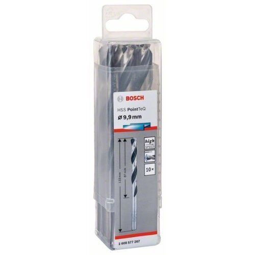  HSS PointTeQ Spiralbohrer mit zylindrischem Schaft Bosch HSS-Spiralbohrer PointTeQ 9,9 mm, für Bohrmaschinen 12371855