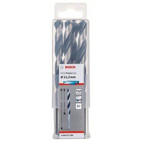  HSS PointTeQ Spiralbohrer mit zylindrischem Schaft Bosch HSS-Spiralbohrer PointTeQ 11,2 mm, für Bohrmaschinen 12371746
