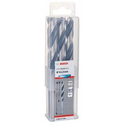  HSS PointTeQ Spiralbohrer mit zylindrischem Schaft Bosch HSS-Spiralbohrer PointTeQ 12,2 mm, für Bohrmaschinen 12371811