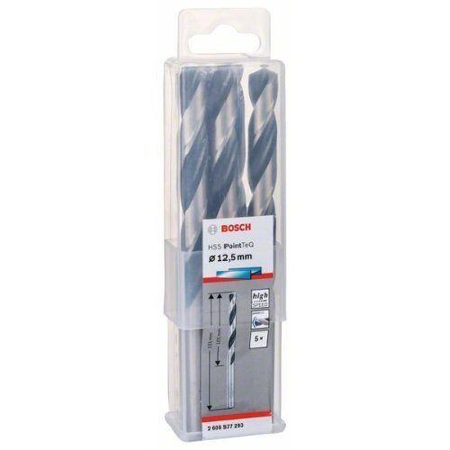  HSS PointTeQ Spiralbohrer mit zylindrischem Schaft Bosch HSS-Spiralbohrer PointTeQ 12,5 mm, für Bohrmaschinen 12371763