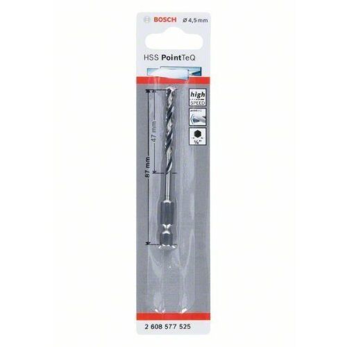  HSS PointTeQ Spiralbohrer mit Sechskantschaft Bosch HSS PointTeQ Sechskantbohrer 4,5 mm, für Dreh- und Schlagbohrer 12371924