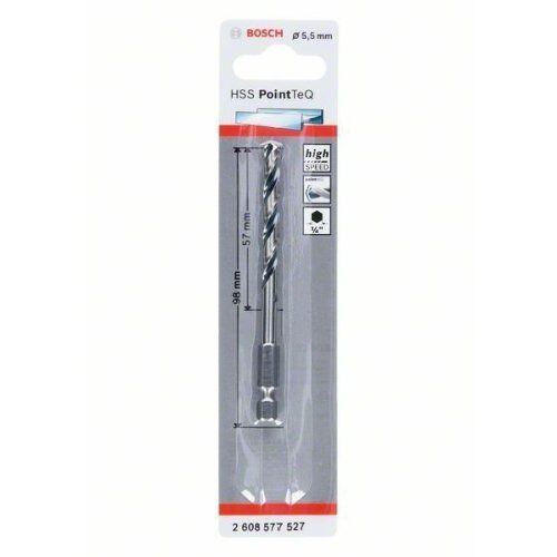  HSS PointTeQ Spiralbohrer mit Sechskantschaft Bosch HSS PointTeQ Sechskantbohrer 5,5 mm, für Dreh- und Schlagbohrer 12371905