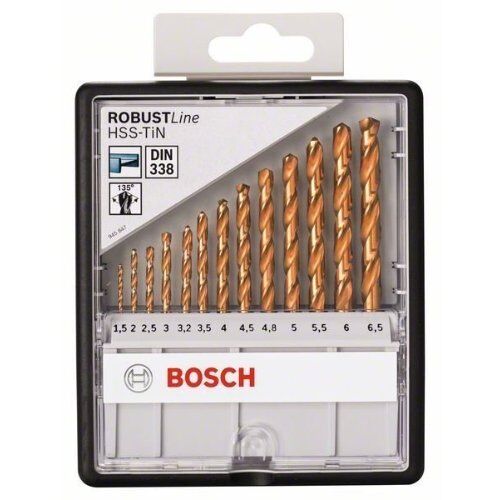  HSS-TiN Metallbohrer-Sets Bosch 13-tlg. Metallbohrer-Set, Robust Line, HSS-TiN, 135°, 1,5–6,5 mm, für Bohrmaschinen 12372117
