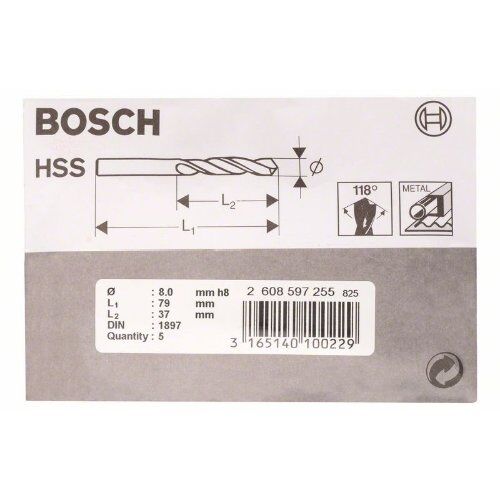  HSS-R-Kurzbohrer Bosch Karosseriebohrer HSS-R, DIN 1897, für Bohrmaschinen 12372032