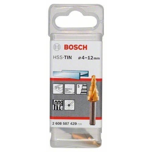  HSS-TiN Stufenbohrer mit 3-Flächen-Schaft Bosch Stufenbohrer HSS-TiN, für Bohrmaschinen 12372081