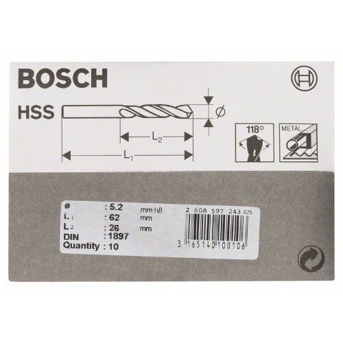  HSS-R-Kurzbohrer Bosch Karosseriebohrer HSS-R, DIN 1897, für Bohrmaschinen 12372019