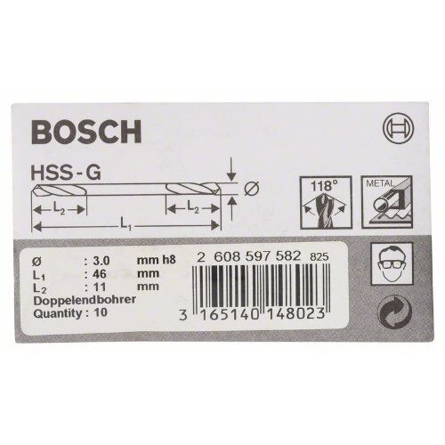 HSS-G-Metallbohrer mit Doppelklingen Bosch Doppelendbohrer, für Bohrmaschinen 12372049