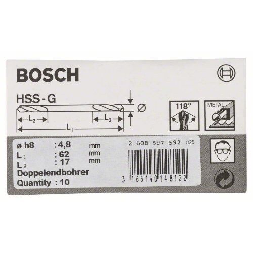  HSS-G-Metallbohrer mit Doppelklingen Bosch Doppelendbohrer, für Bohrmaschinen 12372048