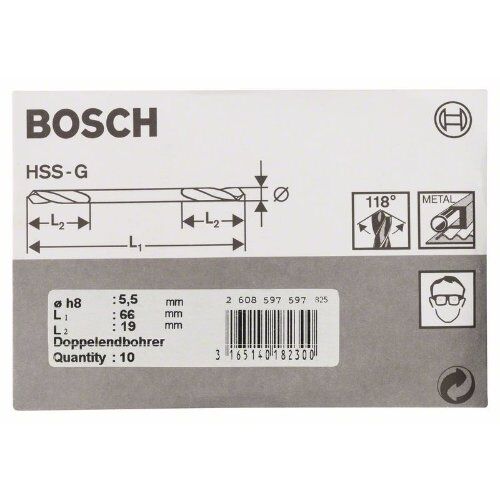  HSS-G-Metallbohrer mit Doppelklingen Bosch Doppelendbohrer, für Bohrmaschinen 12372058