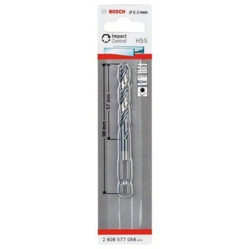  HSS Impact Control Spiralbohrer mit Sechskantschaft Bosch HSS Spiralbohrer mit Sechskantschaft 6,0 mm, für Dreh- und Schlagbohrer 12371938