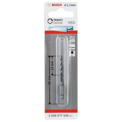  HSS Impact Control Spiralbohrer mit Sechskantschaft Bosch HSS Spiralbohrer mit Sechskantschaft 2,0 mm, für Dreh- und Schlagbohrer 12371953