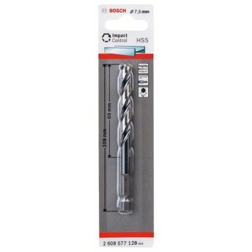  HSS Impact Control Spiralbohrer mit Sechskantschaft Bosch HSS Spiralbohrer mit Sechskantschaft 7,5 mm, für Dreh- und Schlagbohrer 12371951