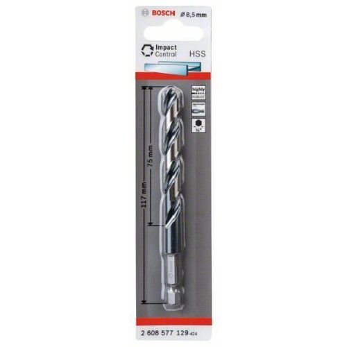  HSS Impact Control Spiralbohrer mit Sechskantschaft Bosch HSS Spiralbohrer mit Sechskantschaft 8,5 mm, für Dreh- und Schlagbohrer 12371941