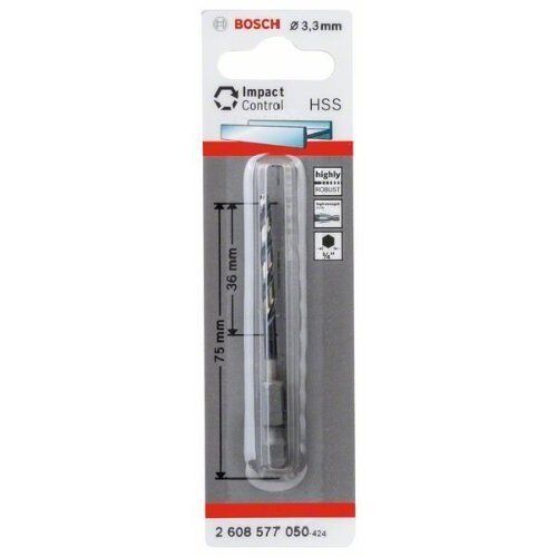  HSS Impact Control Spiralbohrer mit Sechskantschaft Bosch HSS Spiralbohrer mit Sechskantschaft 3,3 mm, für Dreh- und Schlagbohrer 12371952