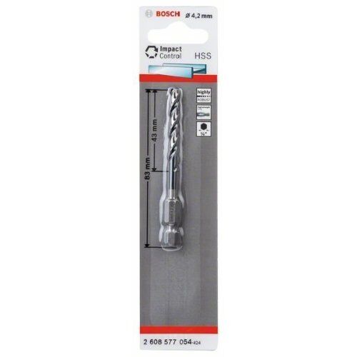 HSS Impact Control Spiralbohrer mit Sechskantschaft Bosch HSS-Hex-Schaft Spiralbohrer 4,2 mm, für Dreh- und Schlagbohrer 12371940