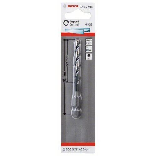  HSS Impact Control Spiralbohrer mit Sechskantschaft Bosch HSS Spiralbohrer mit Sechskantschaft 5,0 mm, für Dreh- und Schlagbohrer 12371933