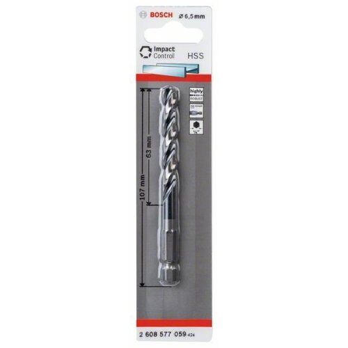  HSS Impact Control Spiralbohrer mit Sechskantschaft Bosch HSS Spiralbohrer mit Sechskantschaft 6,5 mm, für Dreh- und Schlagbohrer 12371947