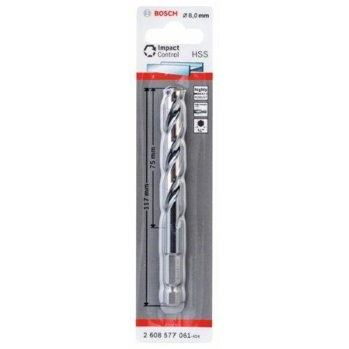  HSS Impact Control Spiralbohrer mit Sechskantschaft Bosch HSS-Hex-Schaft Spiralbohrer 8,0 mm, für Dreh- und Schlagbohrer 12371949