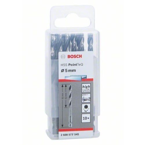  HSS PointTeQ Spiralbohrer mit Sechskantschaft Bosch HSS PointTeQ Sechskantbohrer 5,0 mm, 10-tlg., für Dreh- und Schlagbohrer 12371915