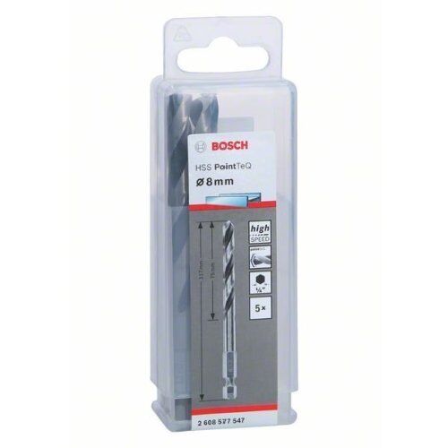  HSS PointTeQ Spiralbohrer mit Sechskantschaft Bosch HSS PointTeQ Sechskantbohrer 8,0 mm, 5-tlg., für Dreh- und Schlagbohrer 12371914