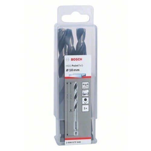  HSS PointTeQ Spiralbohrer mit Sechskantschaft Bosch HSS PointTeQ Sechskantbohrer 10,0 mm, 5-tlg., für Dreh- und Schlagbohrer 12371910