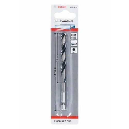  HSS PointTeQ Spiralbohrer mit Sechskantschaft Bosch HSS PointTeQ Sechskantbohrer 8,0 mm, für Dreh- und Schlagbohrer 12371921