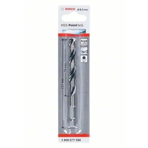  HSS PointTeQ Spiralbohrer mit Sechskantschaft Bosch HSS PointTeQ Sechskantbohrer 8,5 mm, für Dreh- und Schlagbohrer 12371912