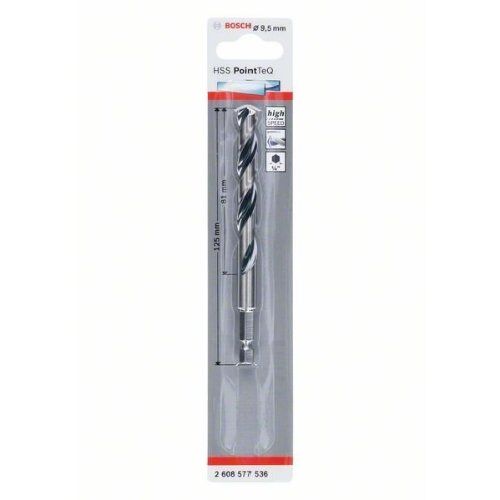  HSS PointTeQ Spiralbohrer mit Sechskantschaft Bosch HSS PointTeQ Sechskantbohrer 9,5 mm, für Dreh- und Schlagbohrer 12371930